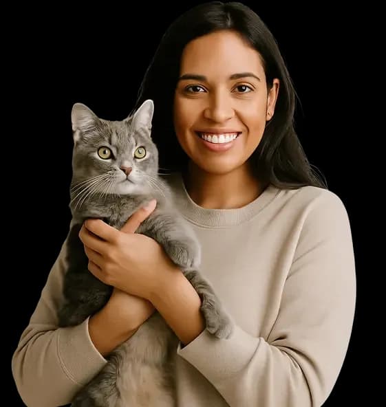 Person with a cat staying in front of you